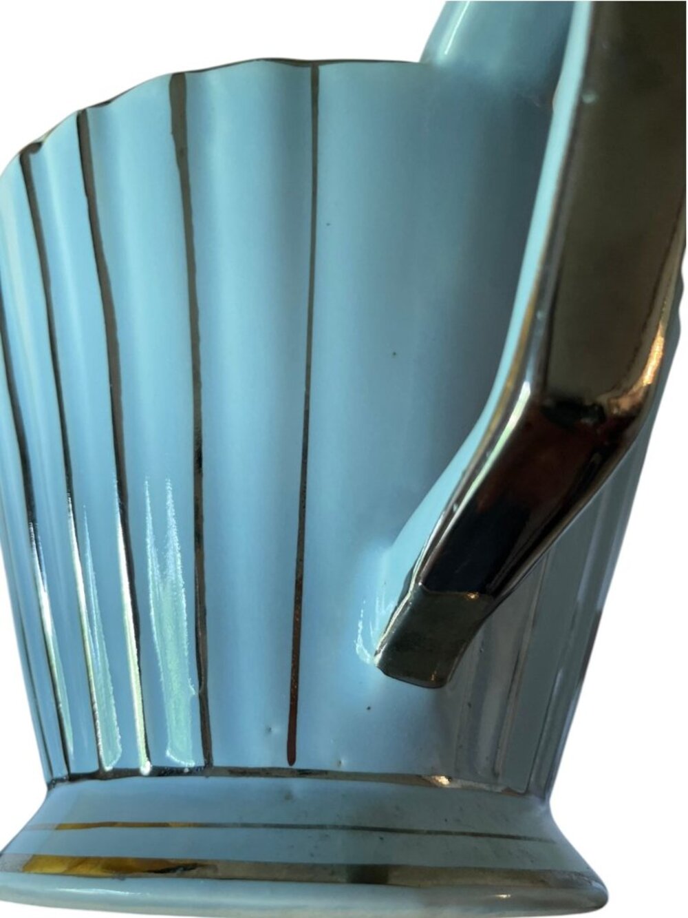 Vintage Sadler England Art Deco Fluted Teapot – Soft Blue & Silver Trim - Picture 8 of 9